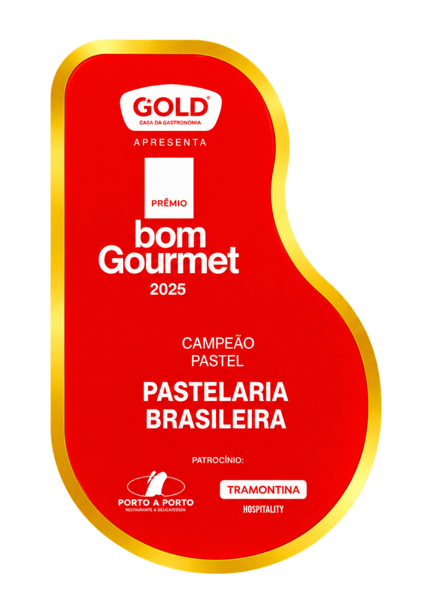 Selo Prêmio Bom Gourmet 2025 — Campeão Pastel