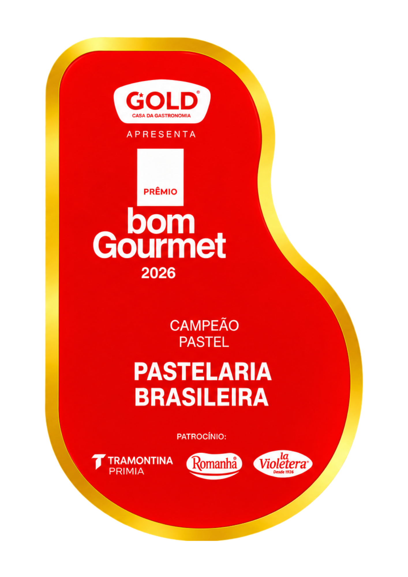 Selo Prêmio Bom Gourmet 2026 — Campeão Pastel
