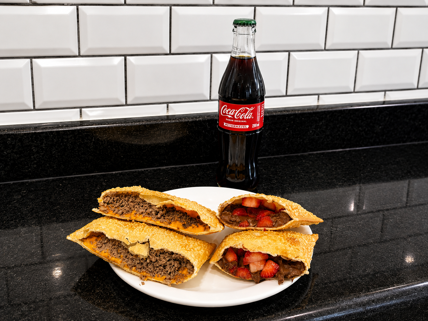 Pastel de Carne com Cheddar e Cebola Crispy do combo Estados Unidos